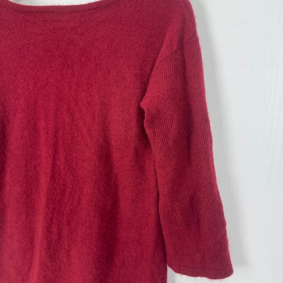 WYTHE‎ NY 100% Cashmere Burgundy V Neck 3/4 Sleeve Sweater Women's Size M - Picture 7 of 11